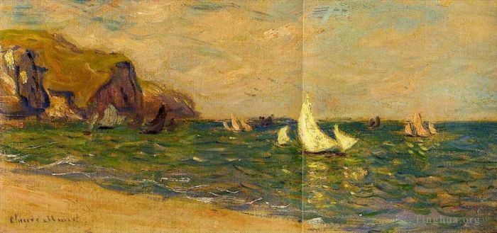 Claude Monet Oil Painting - Sailboats at Sea Pourville