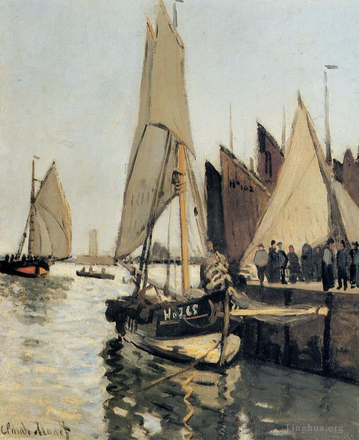 Claude Monet Oil Painting - Sailing Boats at Honfleur
