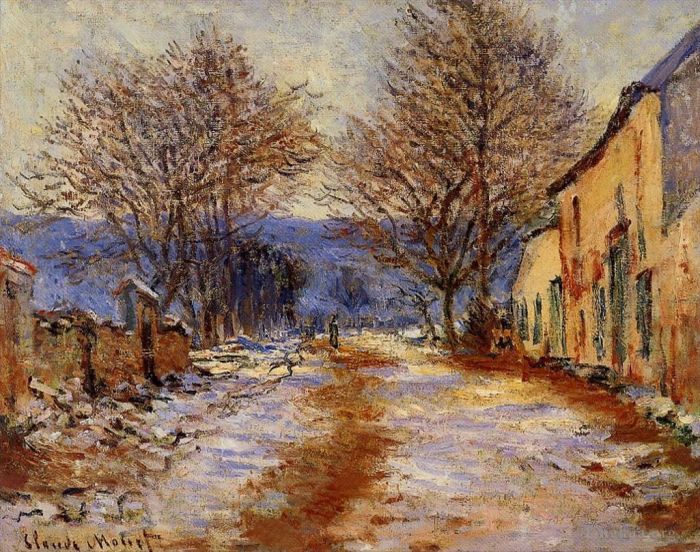 Claude Monet Oil Painting - Snow Effect at Falaise