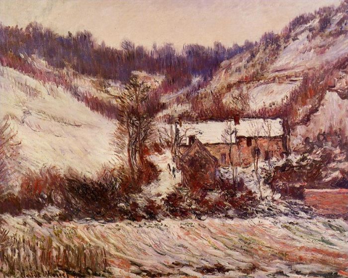 Claude Monet Oil Painting - Snow Effect at Limetz