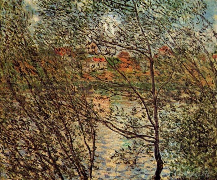 Claude Monet Oil Painting - Springtime through the Branches