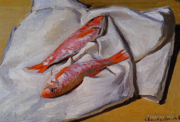 Claude Monet Oil Painting - Still Life Red Mullets