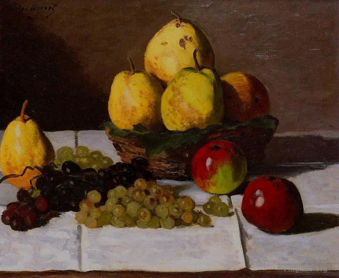 Claude Monet Oil Painting - Still Life with Pears and Grapes