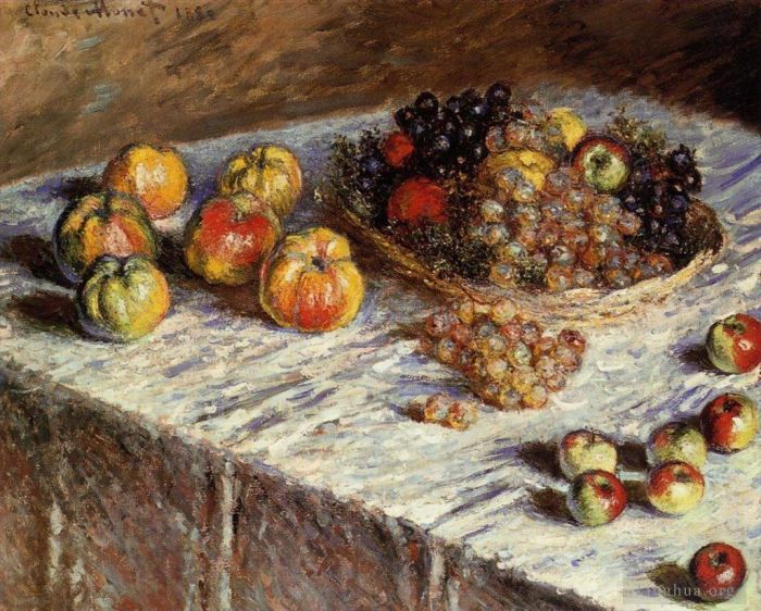 Claude Monet Oil Painting - Still Life Apples and Grapes