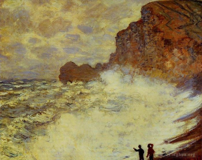 Claude Monet Oil Painting - Stormy Weather at Etretat