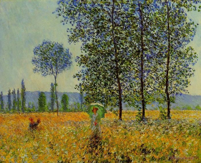 Claude Monet Oil Painting - Sunlight Effect under the Poplars