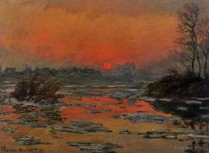 Artist Claude Monet's Work - Sunset on the Seine in Winter