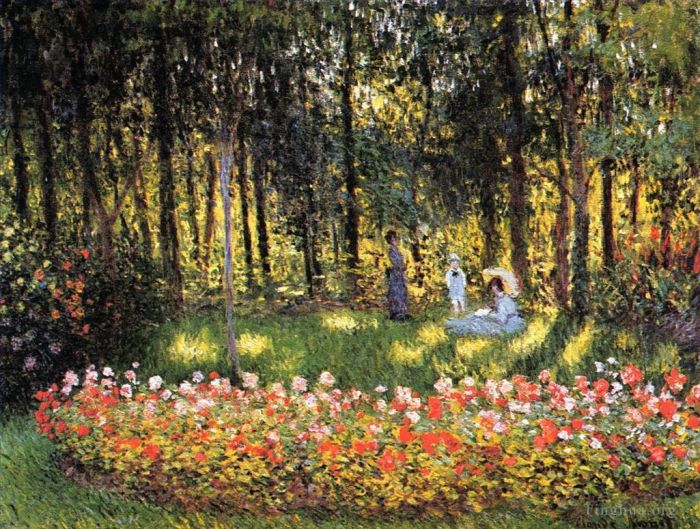 Claude Monet Oil Painting - The Artist s Family in the Garden
