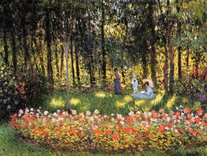 Artist Claude Monet's Work - The Artist s Family in the Garden
