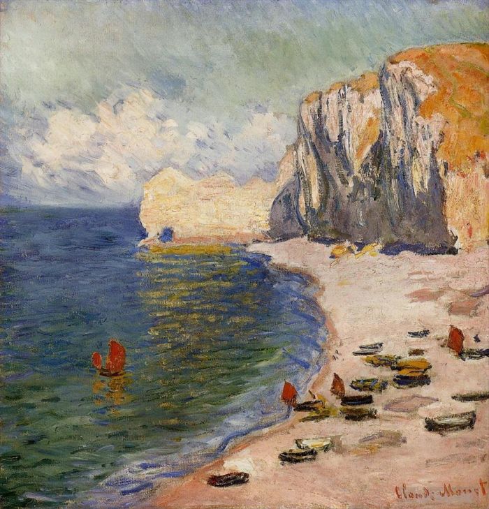 Claude Monet Oil Painting - The Beach and the Falaise d Amont