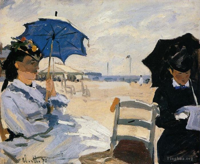 Claude Monet Oil Painting - The Beach at Trouville