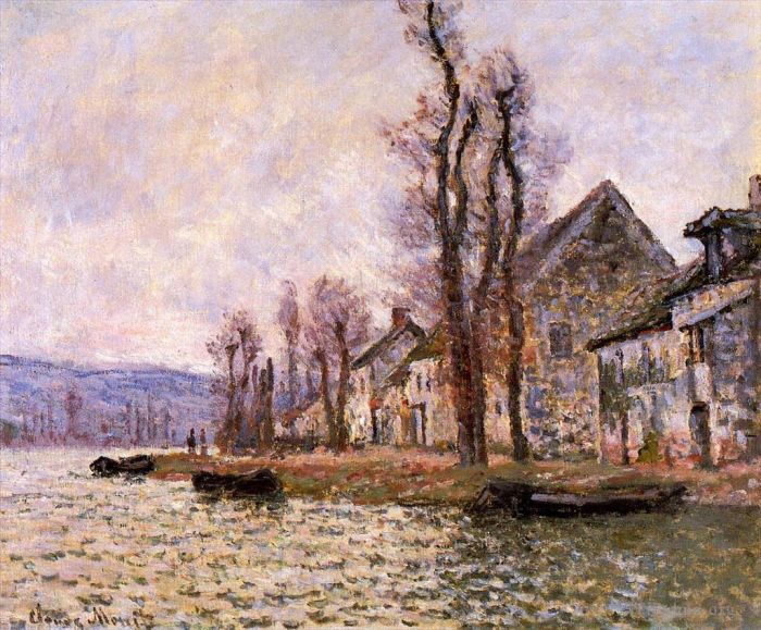 Claude Monet Oil Painting - The Bend of the Seine at Lavacourt Winter