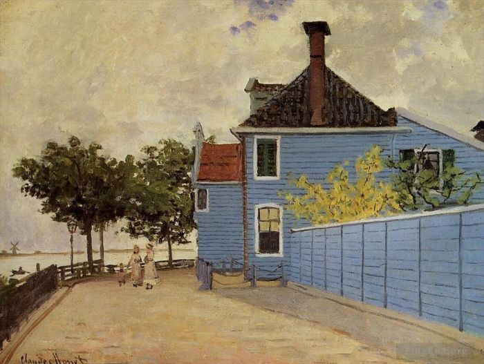 Claude Monet Oil Painting - The Blue House at Zaandam