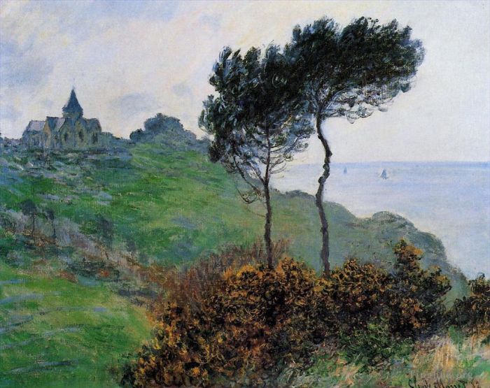 Claude Monet Oil Painting - The Church at Varengaville Grey Weather
