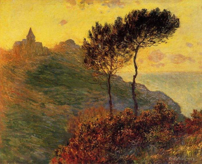 Claude Monet Oil Painting - The Church at Varengeville against the Sunset