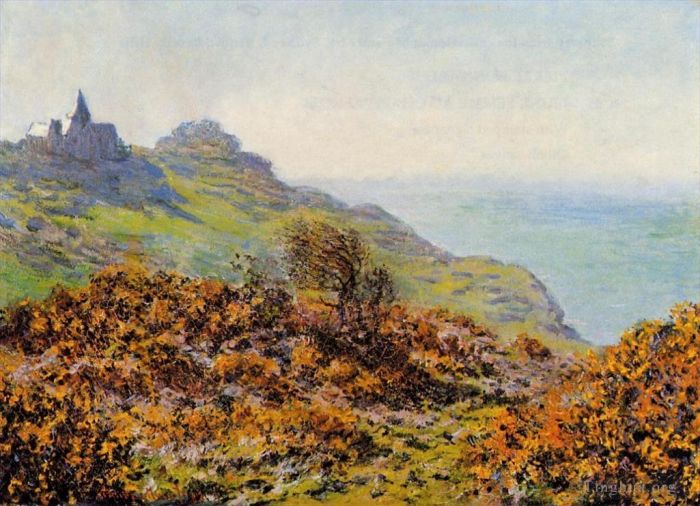 Claude Monet Oil Painting - The Church at Varengeville and the Gorge of Les Moutiers