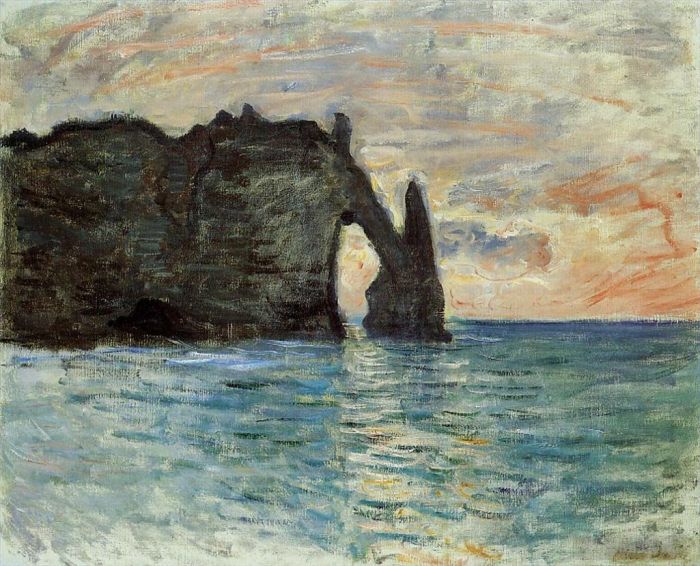Claude Monet Oil Painting - The Cliff at Etretat