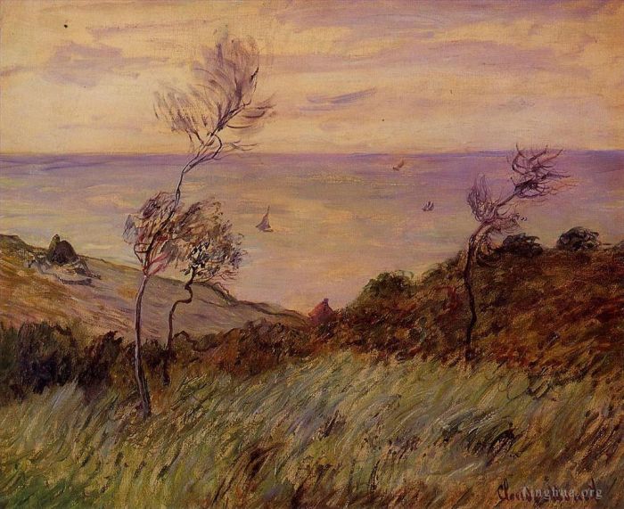 Claude Monet Oil Painting - The Cliffs of Varengeville Gust of Wind
