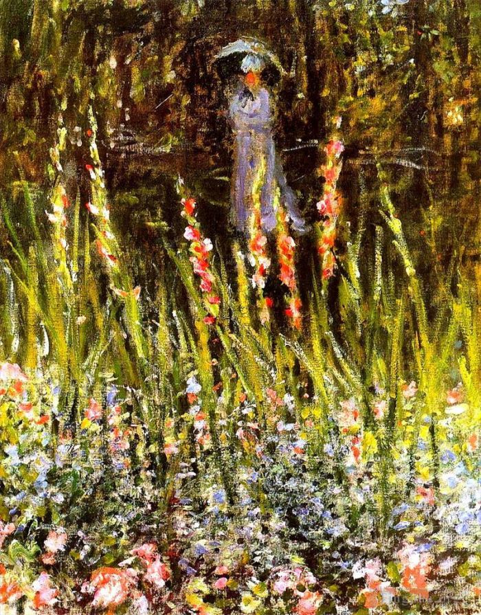Claude Monet Oil Painting - The Garden Gladioli