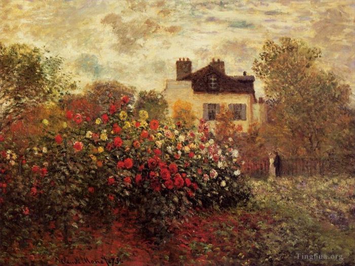 Claude Monet Oil Painting - The Garden at Argenteuil aka The Dahlias
