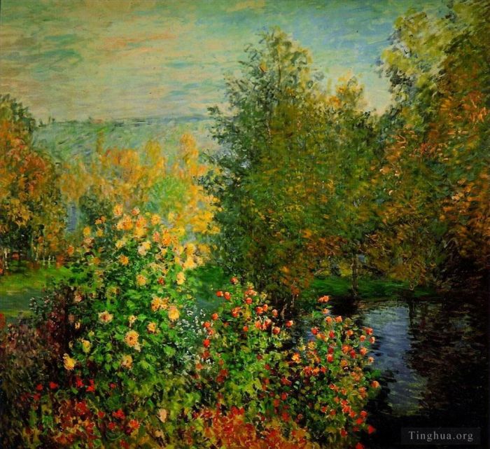 Claude Monet Oil Painting - The Hoschedes Garden at Montgeron