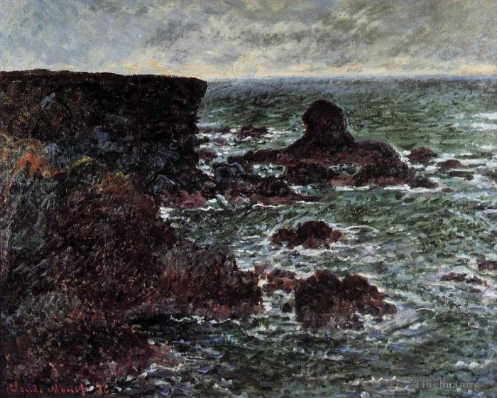 Claude Monet Oil Painting - The Lion Rock BelleIleenMer