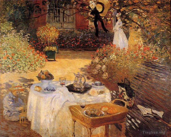 Claude Monet Oil Painting - The Luncheon (The Lunch decorative panel)