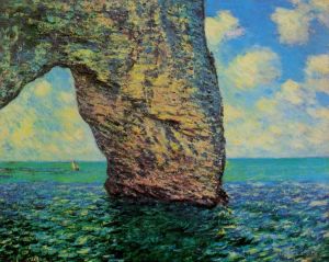 Artist Claude Monet's Work - The Manneport at High Tide