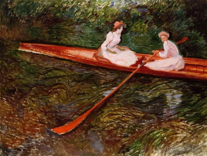 Claude Monet Oil Painting - The Pink Skiff