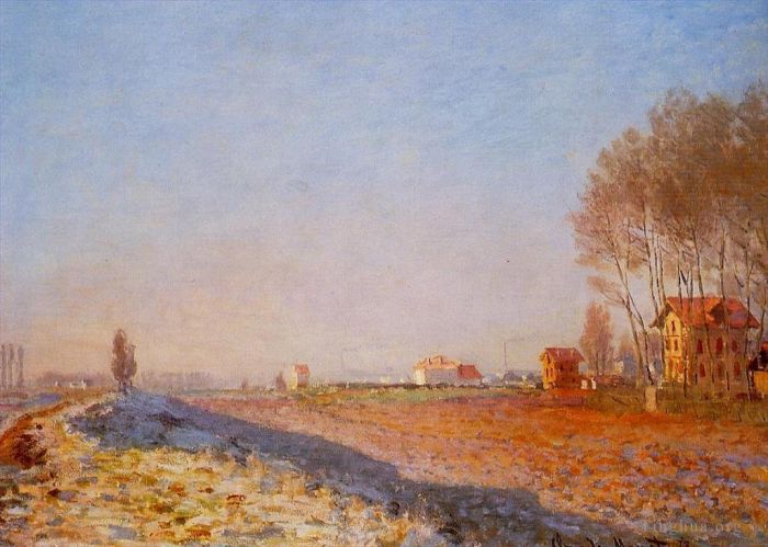 Claude Monet Oil Painting - The Plain of Colombes White Frost