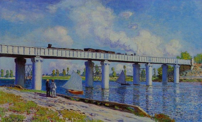 Claude Monet Oil Painting - The Railroad Bridge at Argenteuil II