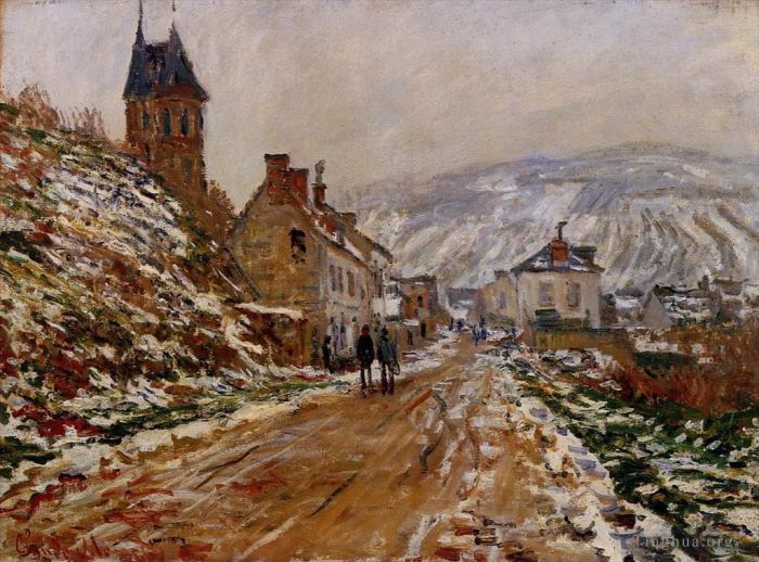 Claude Monet Oil Painting - The Road in Vetheuil in Winter