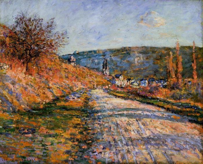 Claude Monet Oil Painting - The Road to Vetheuil