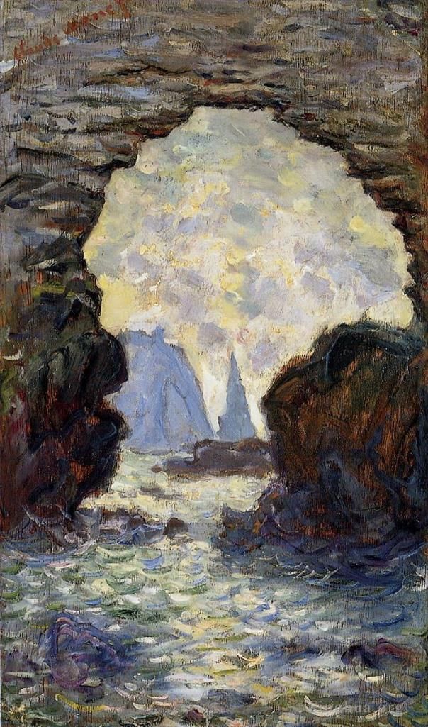 Claude Monet Oil Painting - The Rock Needle Seen through the Porte d Aumont