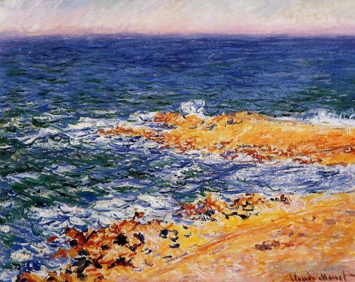 Claude Monet Oil Painting - The Sea in Antibes