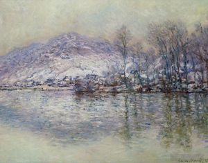 Artist Claude Monet's Work - The Seine at Port Villez Snow Effect