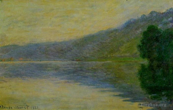 Claude Monet Oil Painting - The Seine at PortVillez Blue Effect
