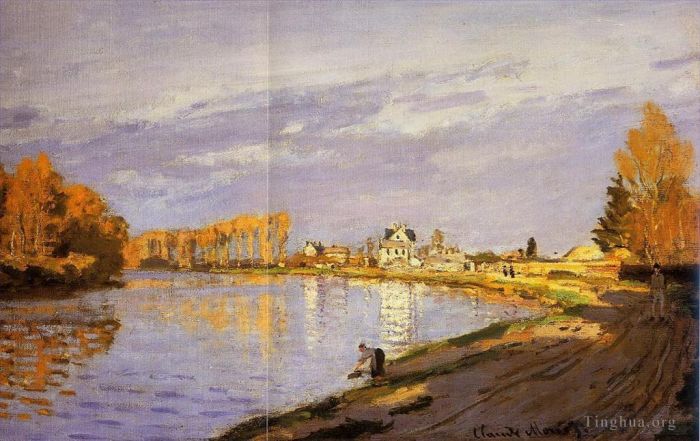 Claude Monet Oil Painting - The Seine near Bougival detail