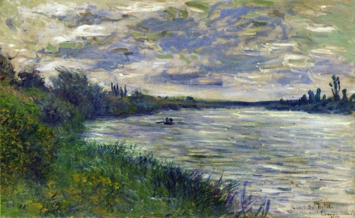 Claude Monet Oil Painting - The Seine near Vetheuil Stormy Weather