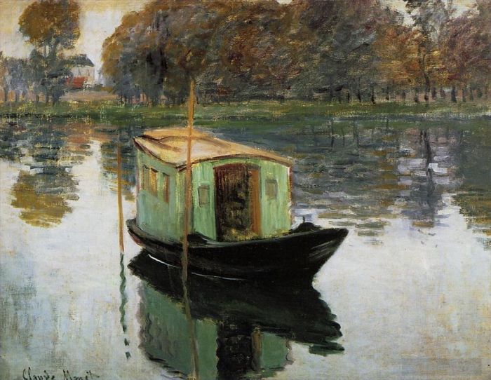 Claude Monet Oil Painting - The Studio Boat 1874