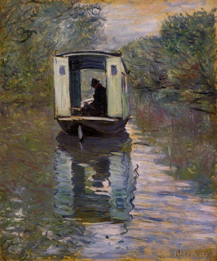 Claude Monet Oil Painting - The Studio Boat