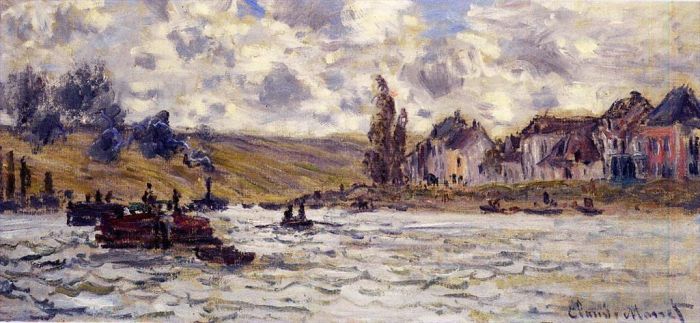 Claude Monet Oil Painting - The Village of Lavacourt