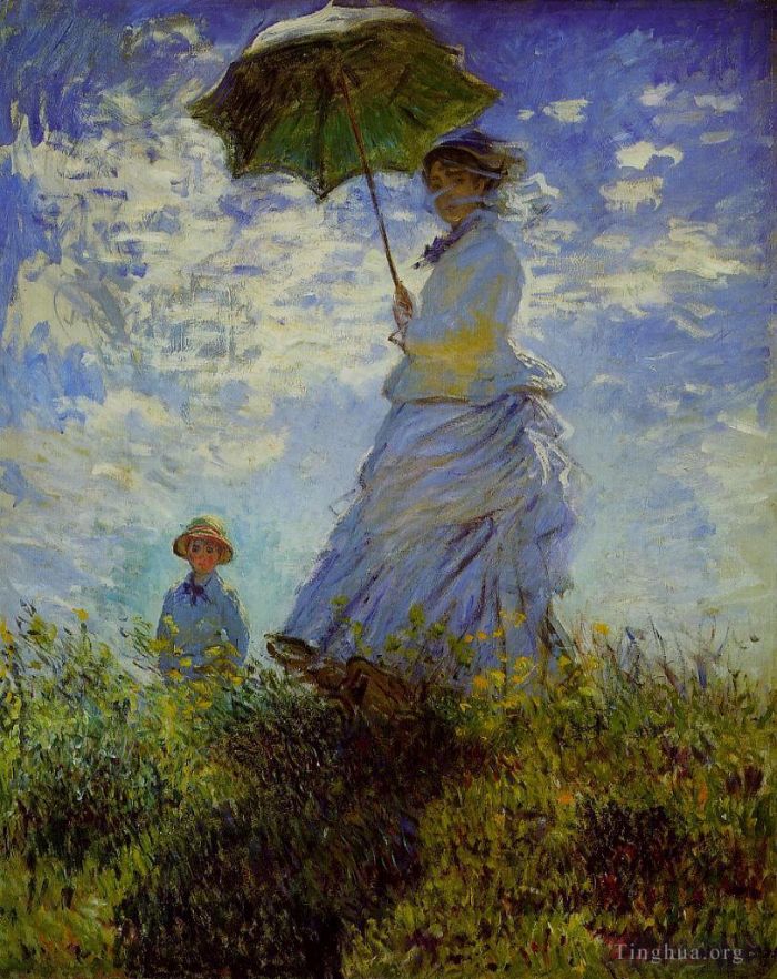 Claude Monet Oil Painting - The Walk Woman with a Parasol