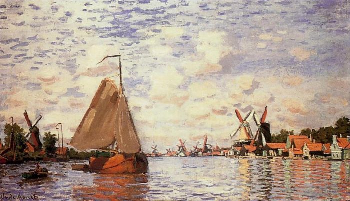 Claude Monet Oil Painting - The Zaan at Zaandam
