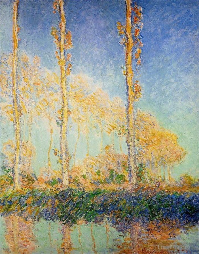 Claude Monet Oil Painting - Three Poplars Trees in the Autumn