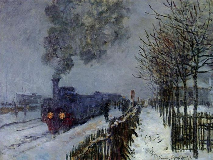 Claude Monet Oil Painting - Train in the Snow the Locomotive