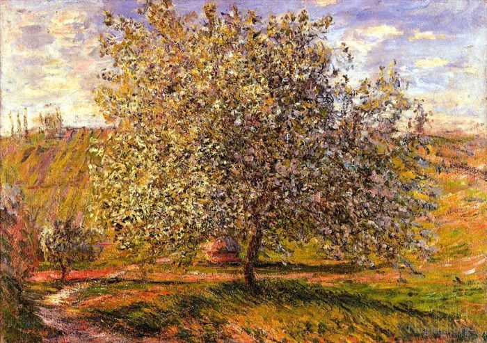 Claude Monet Oil Painting - Tree in Flower near Vetheuil