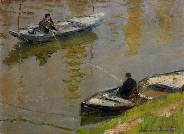 Claude Monet Oil Painting - Two Anglers