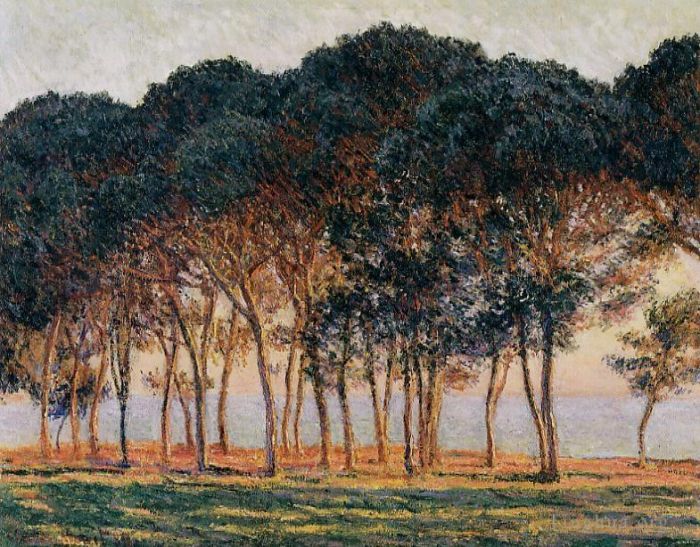Claude Monet Oil Painting - Under the Pine Trees at the End of the Day