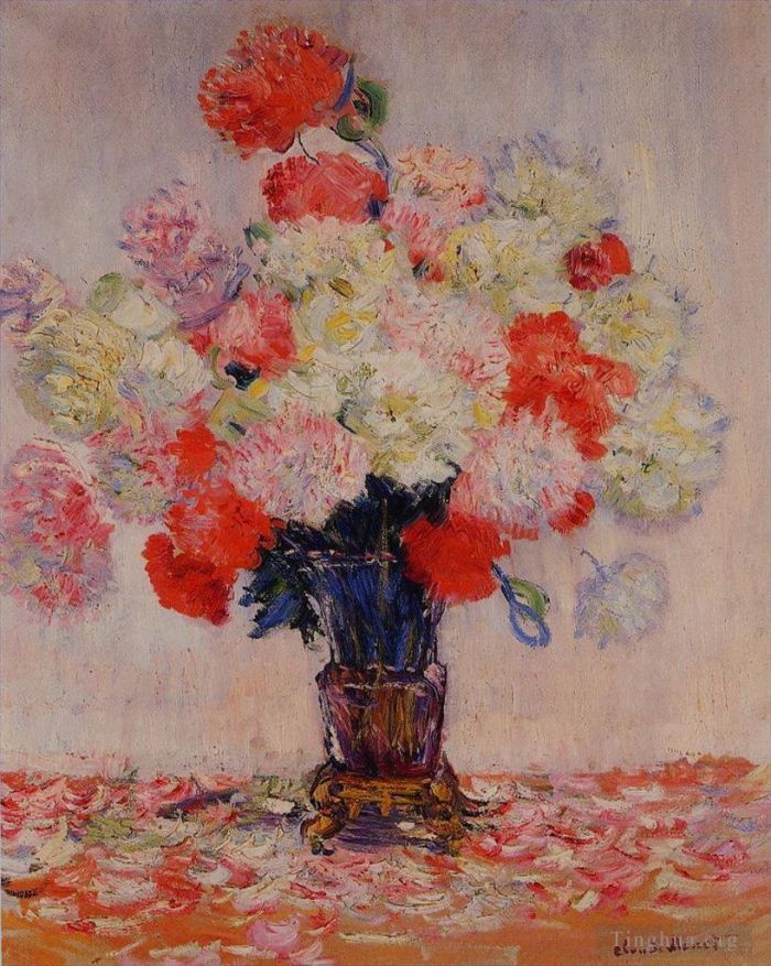 Claude Monet Oil Painting - Vase of Peonies